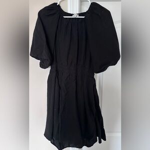 Black Puff Sleeve with Cutout Back Dress